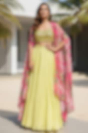Yellow Georgette Skirt Set by Basanti - Kapde aur Koffee at Pernia's Pop Up Shop