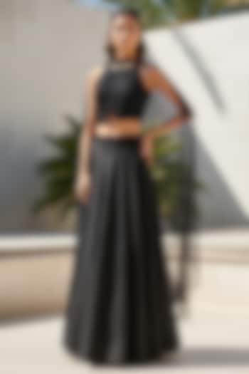 Black Satin Lehenga Set by Basanti - Kapde aur Koffee at Pernia's Pop Up Shop