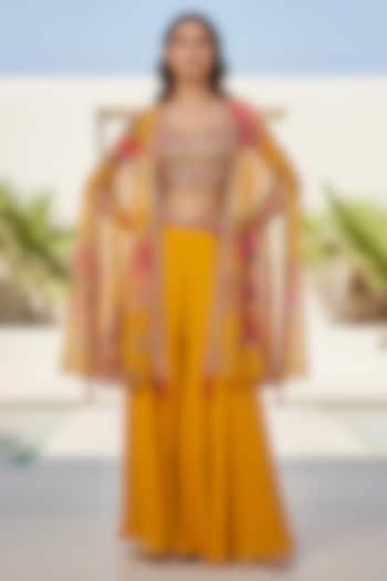 Yellow Georgette Sharara Set by Basanti - Kapde aur Koffee at Pernia's Pop Up Shop