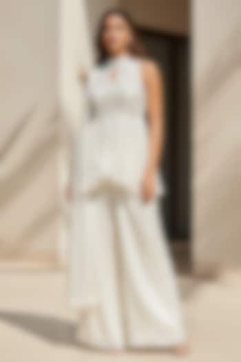 Ivory Crushed Tissue Sharara Set by Basanti - Kapde aur Koffee at Pernia's Pop Up Shop