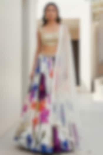Ivory Georgette Printed Lehenga Set by Basanti - Kapde aur Koffee at Pernia's Pop Up Shop