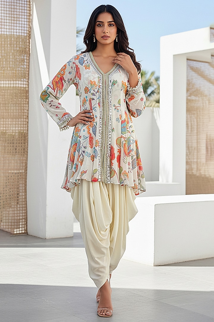 Ivory Georgette Printed Co-Ord Set by Basanti - Kapde aur Koffee at Pernia's Pop Up Shop