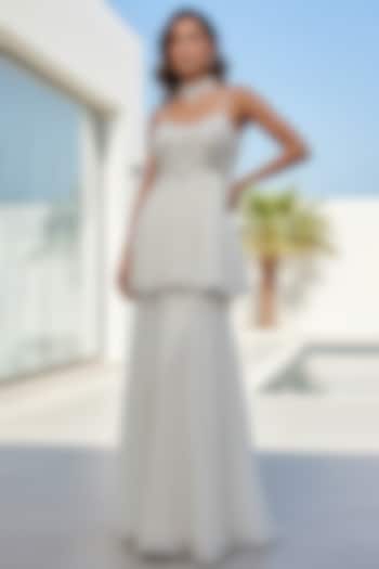 Peach Georgette Sharara Set by Basanti - Kapde aur Koffee at Pernia's Pop Up Shop