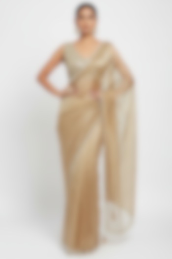 Beige Tissue Organza Party Wear Saree Set by Basanti - Kapde aur Koffee at Pernia's Pop Up Shop