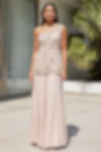 Peach Chinon Party Wear Sharara Set by Basanti - Kapde aur Koffee at Pernia's Pop Up Shop