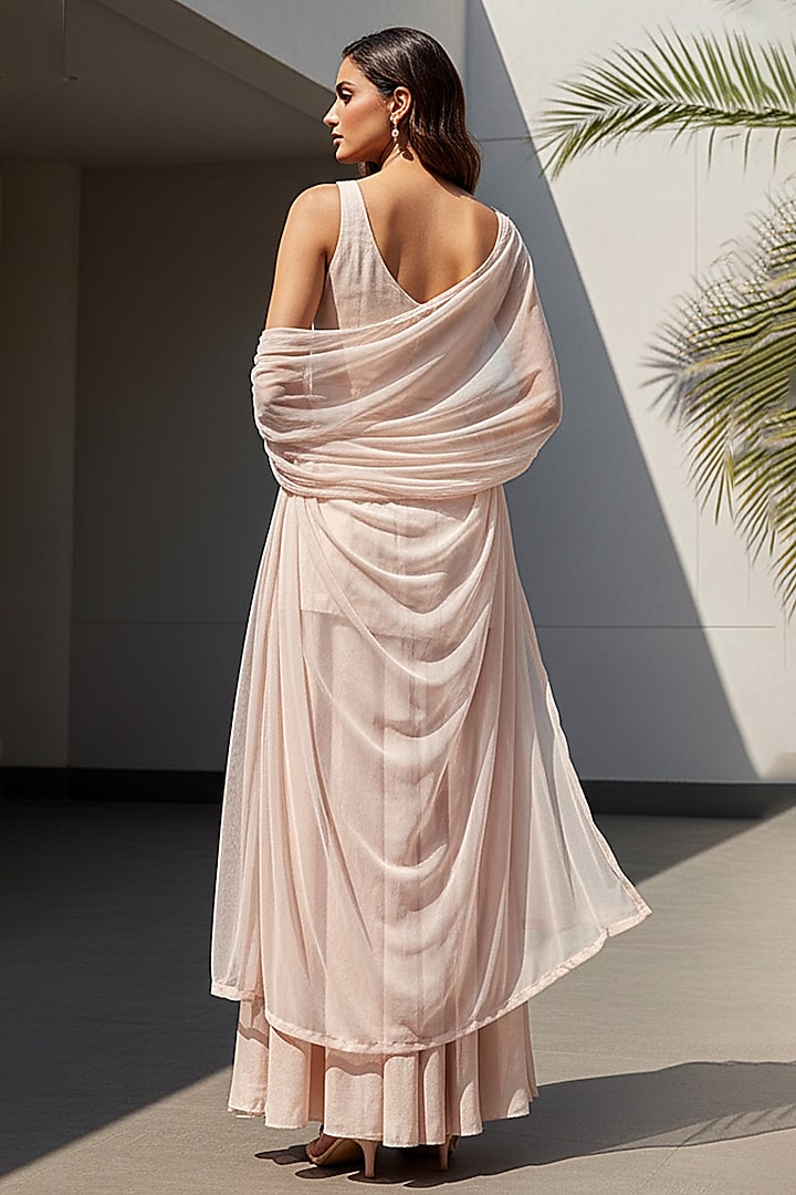 Peach Chinon Party Wear Sharara Set by Basanti - Kapde aur Koffee at Pernia's Pop Up Shop