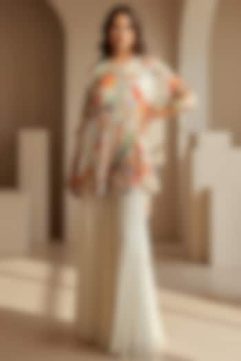 Ivory Georgette Sharara Set by Basanti - Kapde aur Koffee at Pernia's Pop Up Shop