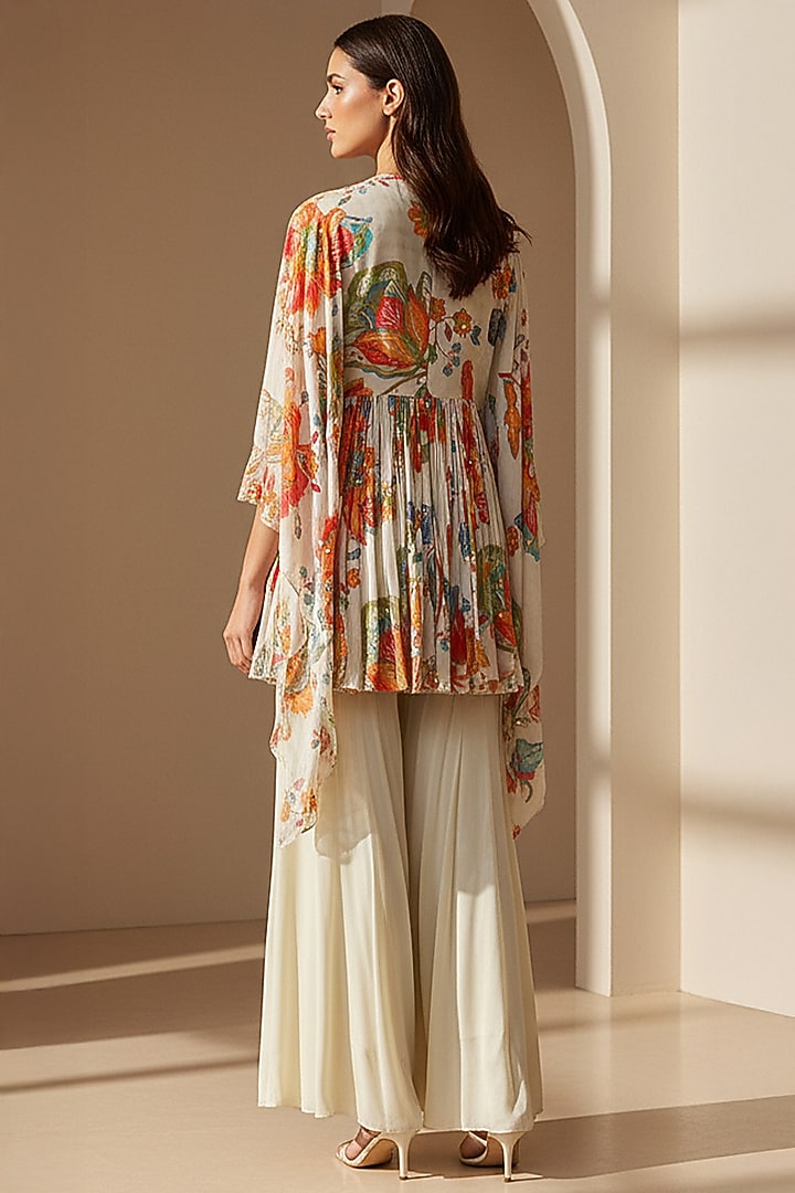 Ivory Georgette Sharara Set by Basanti - Kapde aur Koffee at Pernia's Pop Up Shop