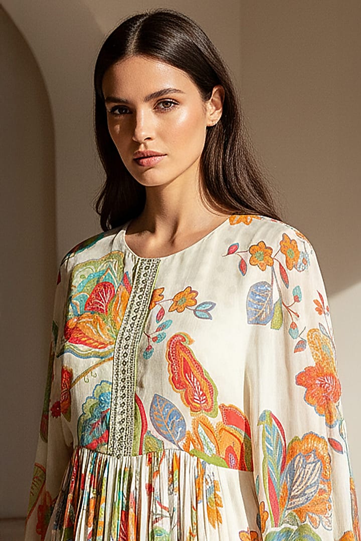 Ivory Georgette Sharara Set by Basanti - Kapde aur Koffee at Pernia's Pop Up Shop