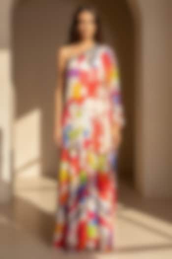 Ivory Crepe Printed & Embroidered Cape Set by Basanti - Kapde aur Koffee at Pernia's Pop Up Shop