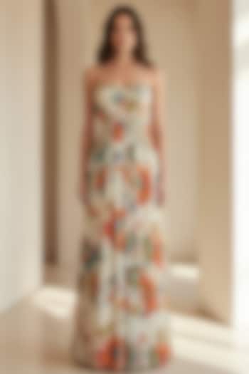 Ivory Crepe Embroidered Jumpsuit by Basanti - Kapde aur Koffee at Pernia's Pop Up Shop