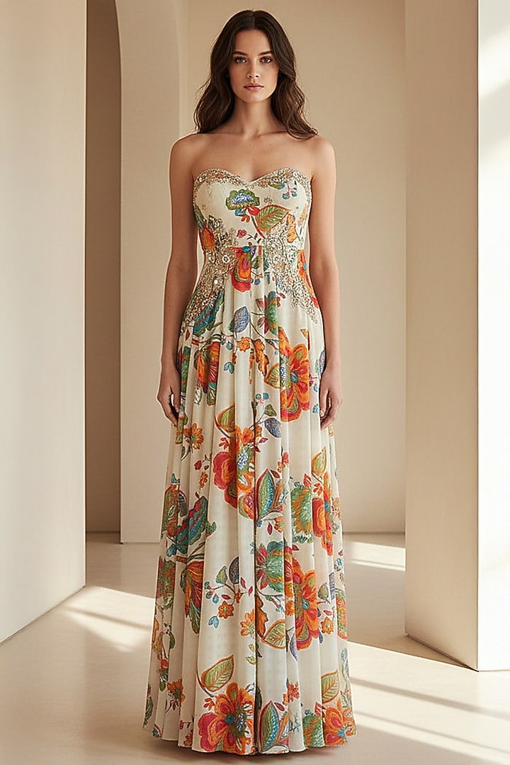 Ivory Crepe Embroidered Jumpsuit by Basanti - Kapde aur Koffee at Pernia's Pop Up Shop