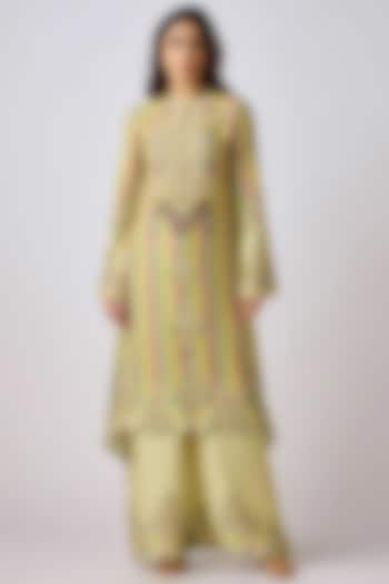 Multi-Colored Muslin Mirror Embellished Kurta Set by Basanti - Kapde aur Koffee at Pernia's Pop Up Shop