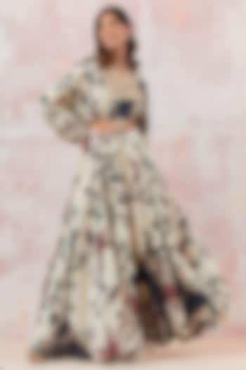 Ivory Satin Crepe Embroidered Skirt Set by Basanti - Kapde aur Koffee at Pernia's Pop Up Shop