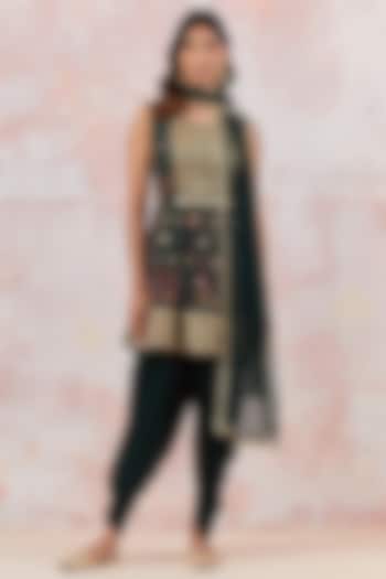 Bottle Green Georgette Dhoti Set by Basanti - Kapde aur Koffee at Pernia's Pop Up Shop