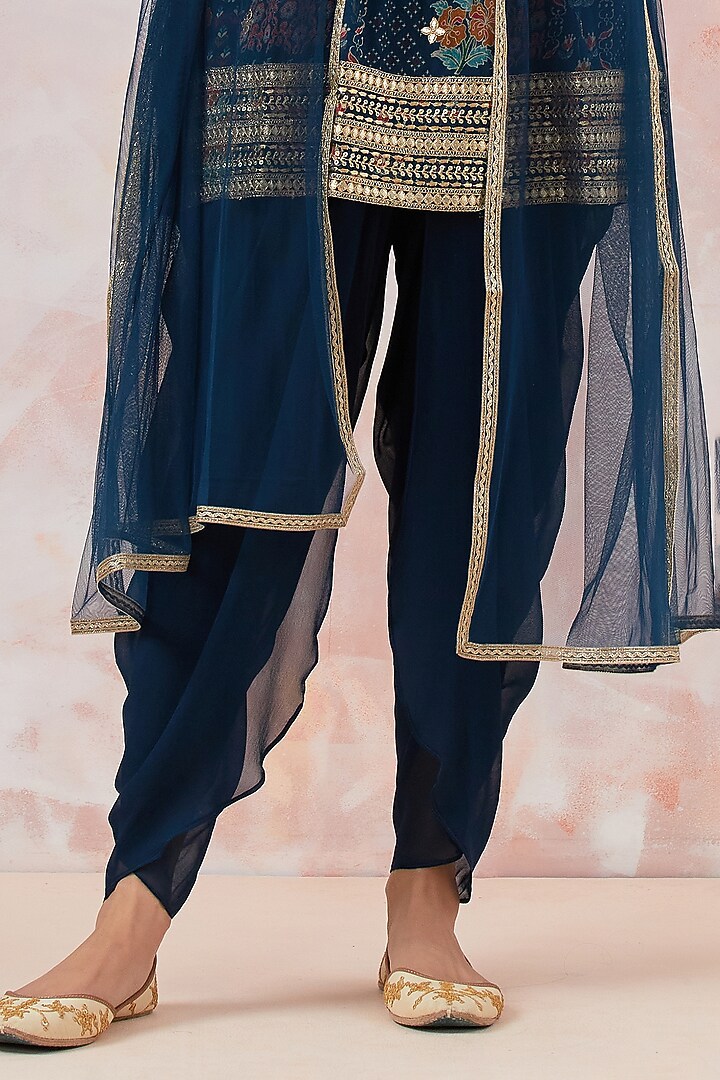 Teal Blue Georgette Dhoti Set by Basanti - Kapde aur Koffee at Pernia's Pop Up Shop