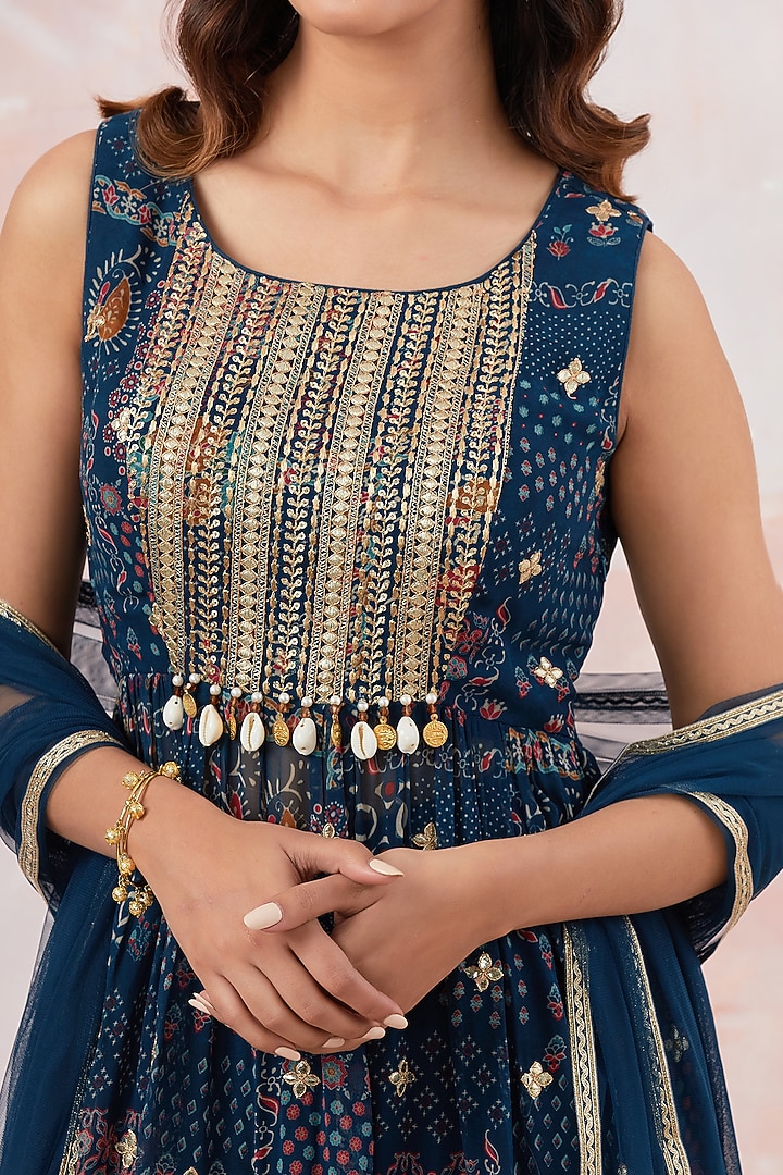 Teal Blue Georgette Dhoti Set by Basanti - Kapde aur Koffee at Pernia's Pop Up Shop