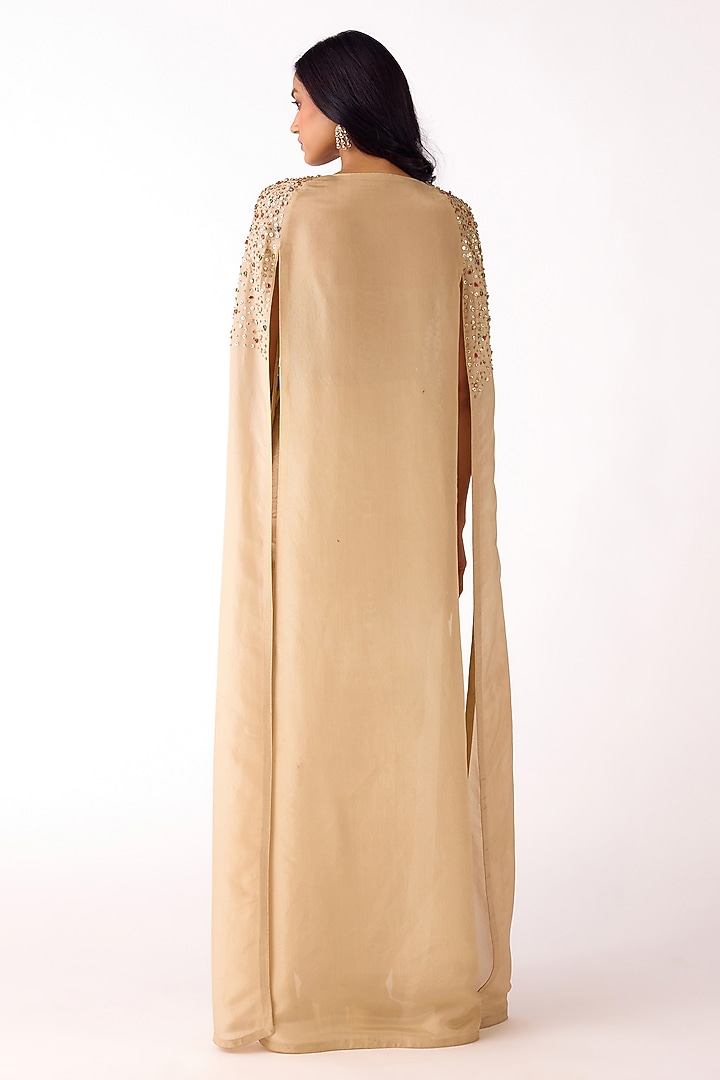 Golden Glass Lycra Draped Skirt Set by Basanti - Kapde aur Koffee at Pernia's Pop Up Shop