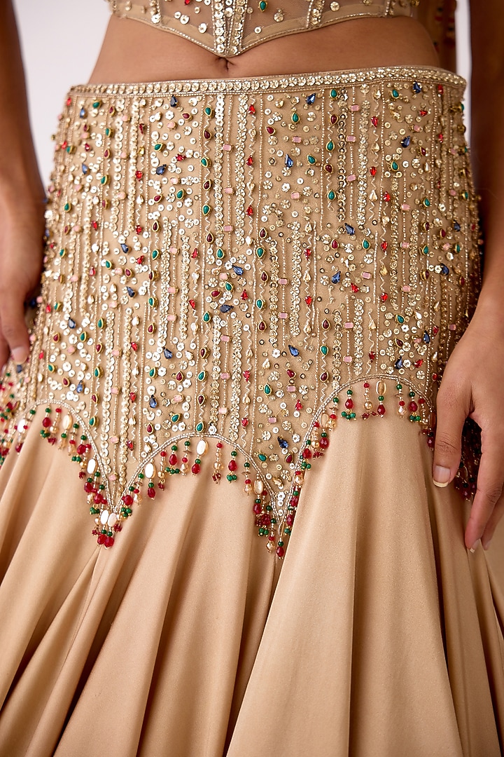 Golden Viscose Organza Fishtail Wedding Lehenga Set by Basanti - Kapde aur Koffee at Pernia's Pop Up Shop