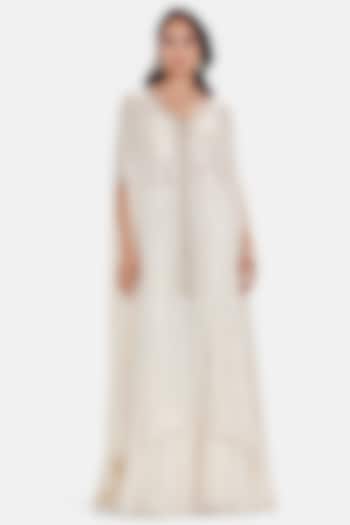 Ivory Georgette Sequins Embroidered Kaftan Set by Basanti - Kapde aur Koffee at Pernia's Pop Up Shop