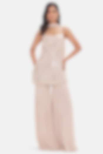 Blush Pink Georgette Sequins Embroidered Party Wear Sharara Set by Basanti - Kapde aur Koffee at Pernia's Pop Up Shop