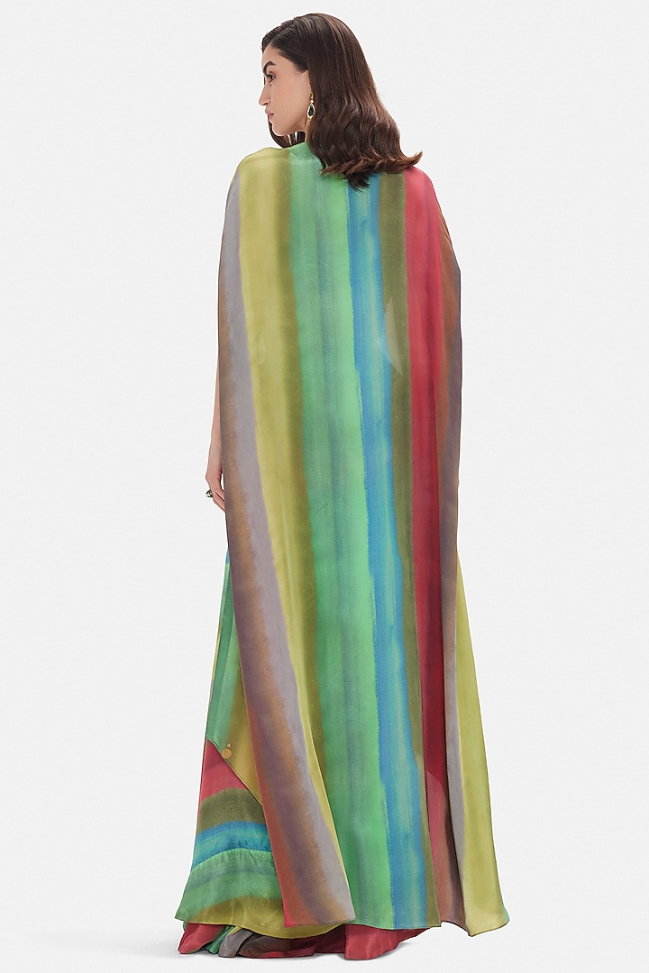 Multi-Colored Crepe Cape Set by Basanti - Kapde aur Koffee at Pernia's Pop Up Shop
