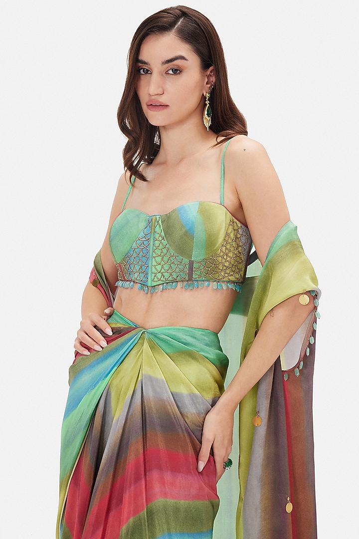 Multi-Colored Crepe Cape Set by Basanti - Kapde aur Koffee at Pernia's Pop Up Shop