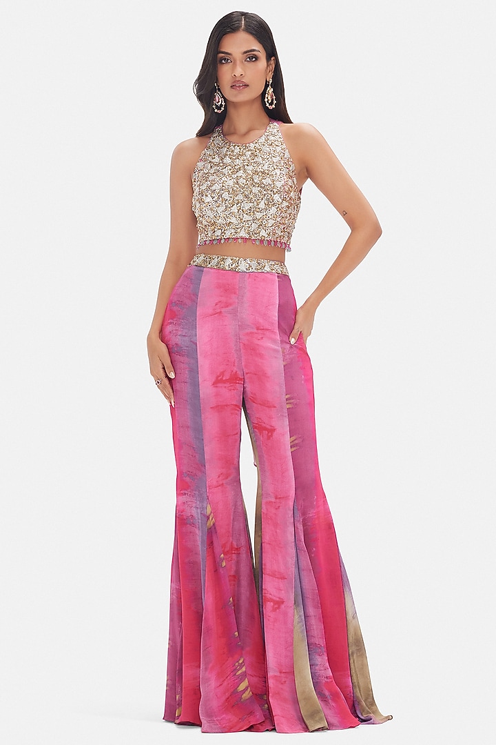 Multi-Colored Crepe Party Wear Sharara Set by Basanti - Kapde aur Koffee at Pernia's Pop Up Shop