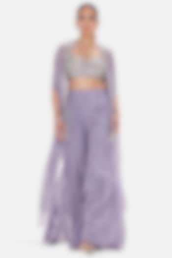 Lilac Organza Party Wear Sharara Set by Basanti - Kapde aur Koffee at Pernia's Pop Up Shop