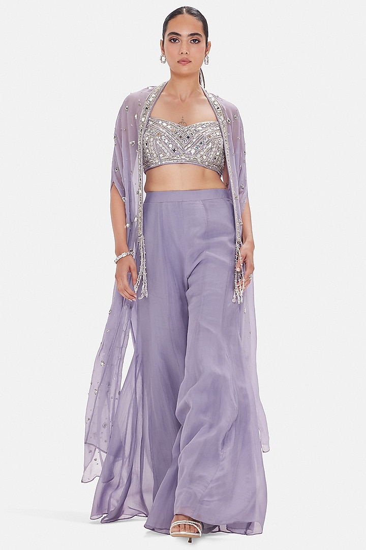 Lilac Organza Party Wear Sharara Set by Basanti - Kapde aur Koffee at Pernia's Pop Up Shop