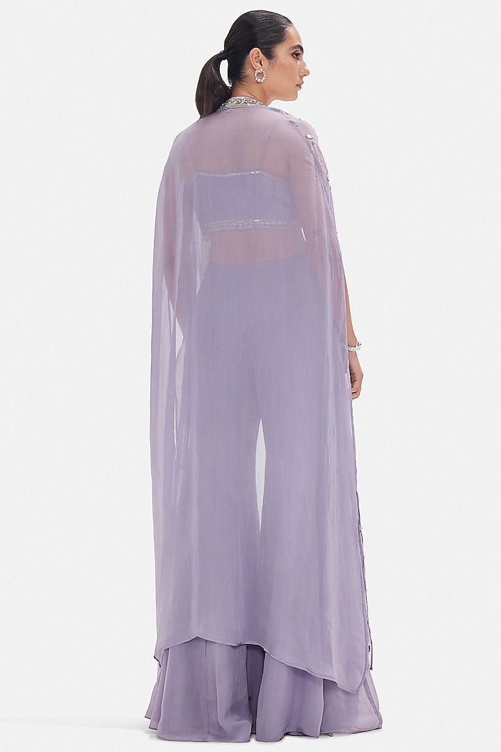 Lilac Organza Party Wear Sharara Set by Basanti - Kapde aur Koffee at Pernia's Pop Up Shop