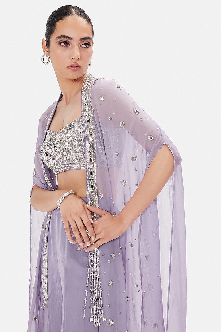 Lilac Organza Party Wear Sharara Set by Basanti - Kapde aur Koffee at Pernia's Pop Up Shop