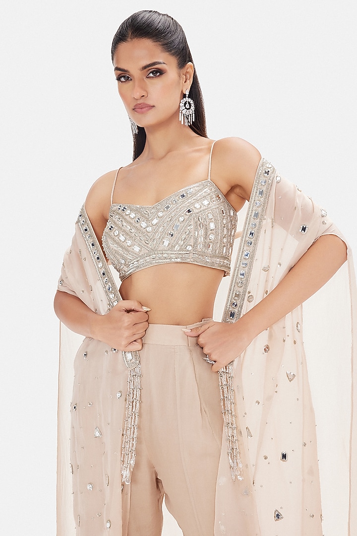 Beige Organza Party Wear Sharara Set by Basanti - Kapde aur Koffee at Pernia's Pop Up Shop