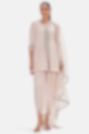 Pink Georgette Peplum Kurta Set by Basanti - Kapde aur Koffee at Pernia's Pop Up Shop