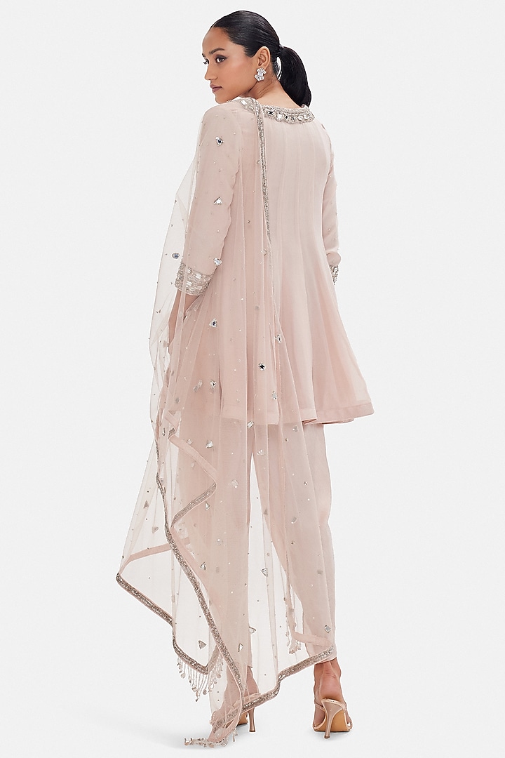 Pink Georgette Peplum Kurta Set by Basanti - Kapde aur Koffee at Pernia's Pop Up Shop