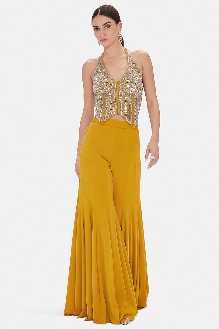 Yellow Lycra Party Wear Sharara Set by Basanti - Kapde aur Koffee at Pernia's Pop Up Shop