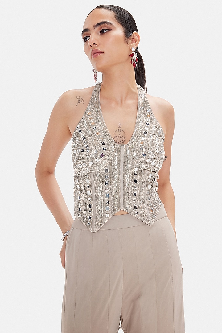 Grey Lycra Party Wear Sharara Set by Basanti - Kapde aur Koffee at Pernia's Pop Up Shop