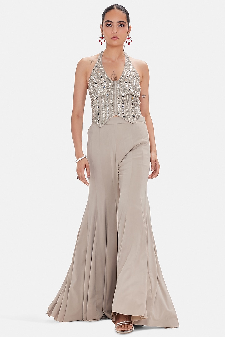 Grey Lycra Party Wear Sharara Set by Basanti - Kapde aur Koffee at Pernia's Pop Up Shop