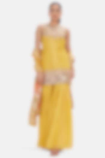 Yellow Tissue Sequins Work Party Wear Sharara Set by Basanti - Kapde aur Koffee at Pernia's Pop Up Shop