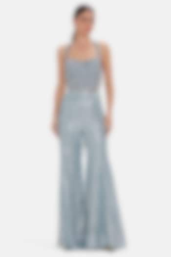 Blue Georgette Sequins Work Party Wear Sharara Set by Basanti - Kapde aur Koffee at Pernia's Pop Up Shop