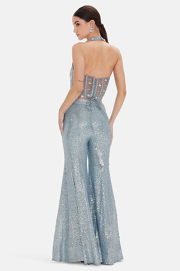 Blue Georgette Sequins Work Party Wear Sharara Set by Basanti - Kapde aur Koffee at Pernia's Pop Up Shop