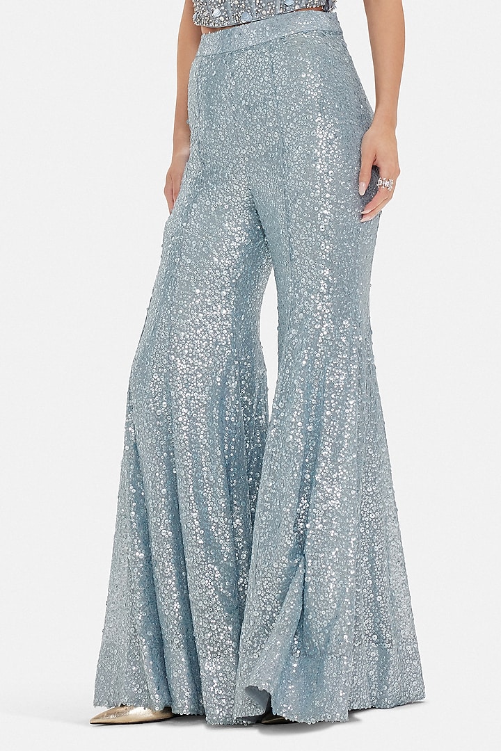 Blue Georgette Sequins Work Party Wear Sharara Set by Basanti - Kapde aur Koffee at Pernia's Pop Up Shop