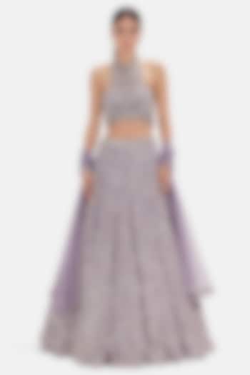 Purple Georgette Sequins Work Wedding Lehenga Set by Basanti - Kapde aur Koffee at Pernia's Pop Up Shop