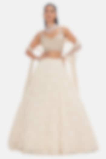 Ivory Shantley Net Sequins Work Wedding Lehenga Set by Basanti - Kapde aur Koffee at Pernia's Pop Up Shop