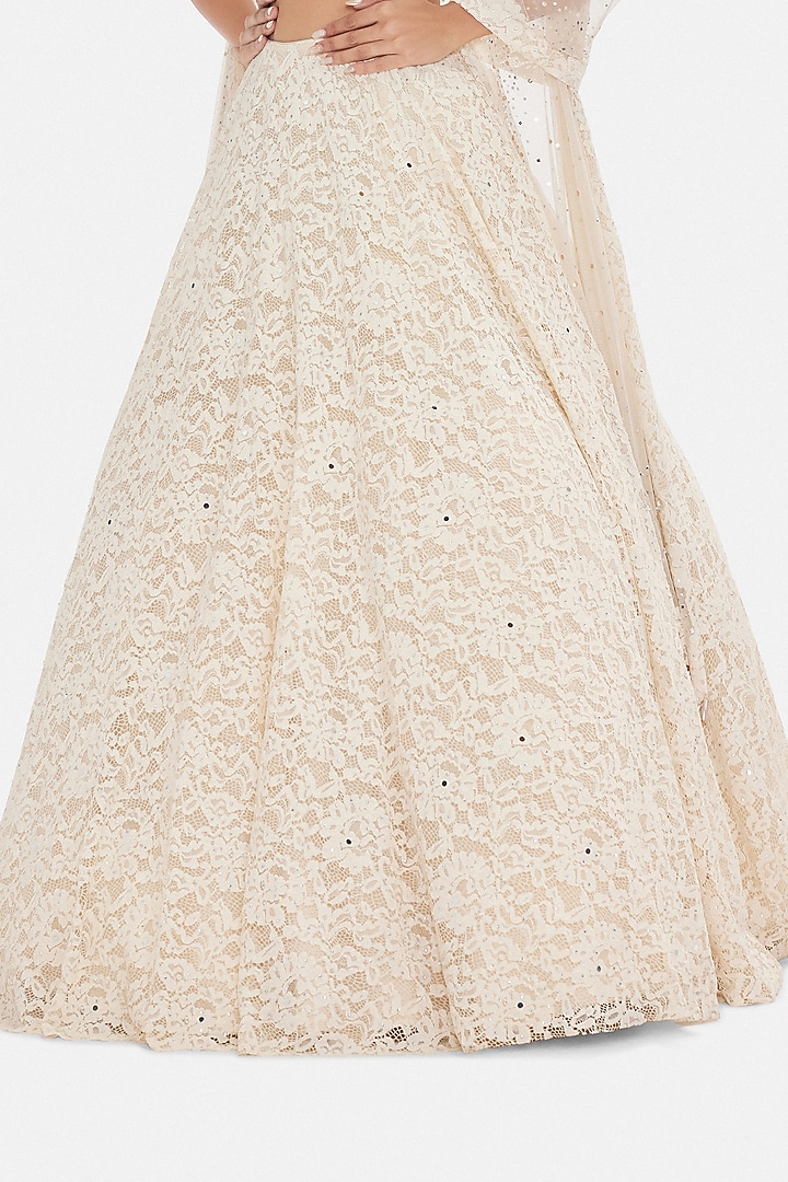 Ivory Shantley Net Sequins Work Wedding Lehenga Set by Basanti - Kapde aur Koffee at Pernia's Pop Up Shop