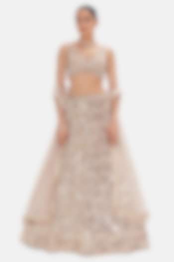 Peach Georgette Sequins Work Wedding Lehenga Set by Basanti - Kapde aur Koffee at Pernia's Pop Up Shop