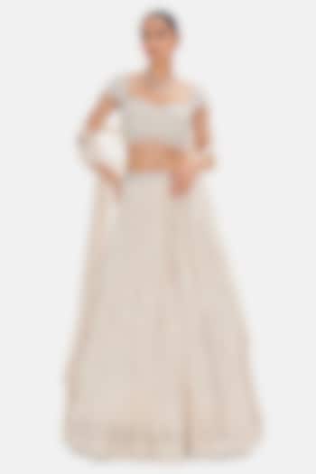 White Georgette Sequins Work Wedding Lehenga Set by Basanti - Kapde aur Koffee at Pernia's Pop Up Shop