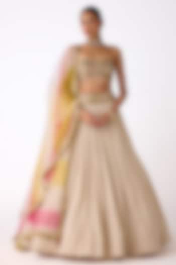 Beige Chinon Wedding Lehenga Set by Basanti - Kapde aur Koffee at Pernia's Pop Up Shop