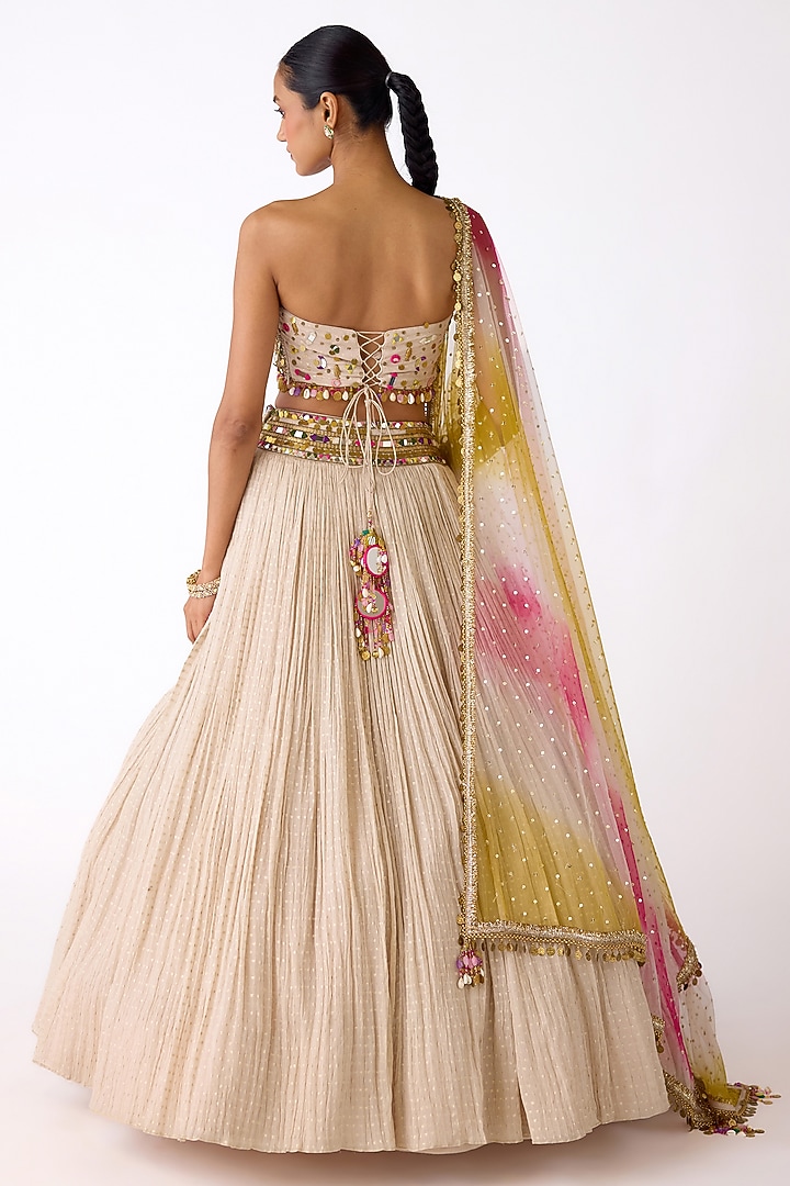 Beige Chinon Wedding Lehenga Set by Basanti - Kapde aur Koffee at Pernia's Pop Up Shop