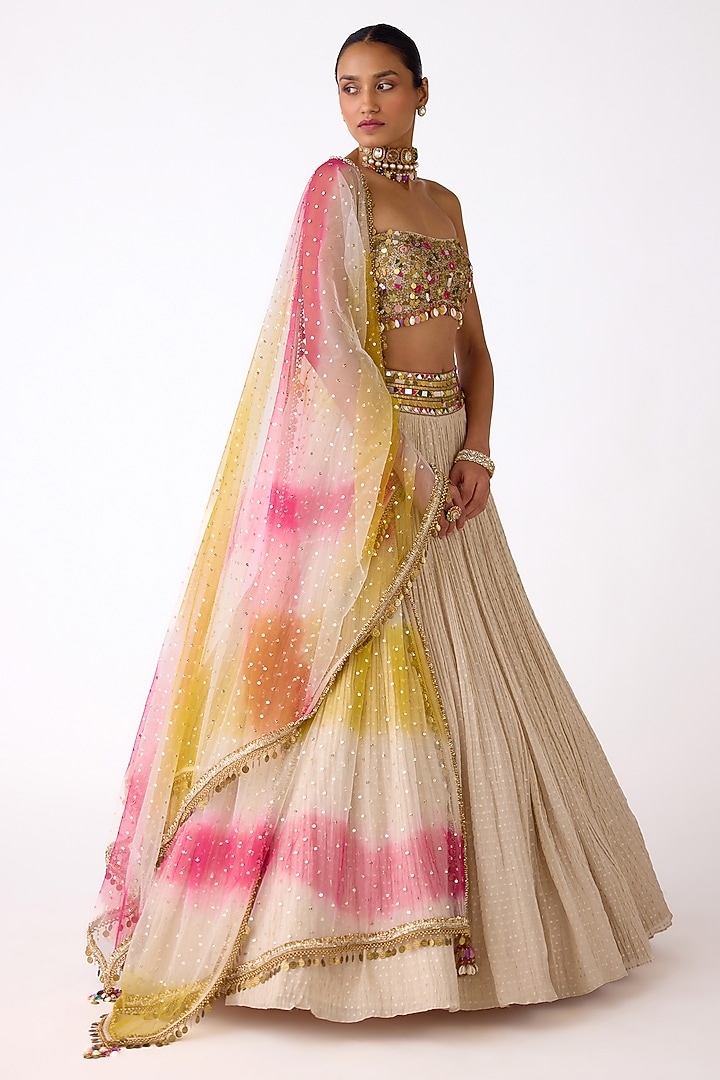 Beige Chinon Wedding Lehenga Set by Basanti - Kapde aur Koffee at Pernia's Pop Up Shop